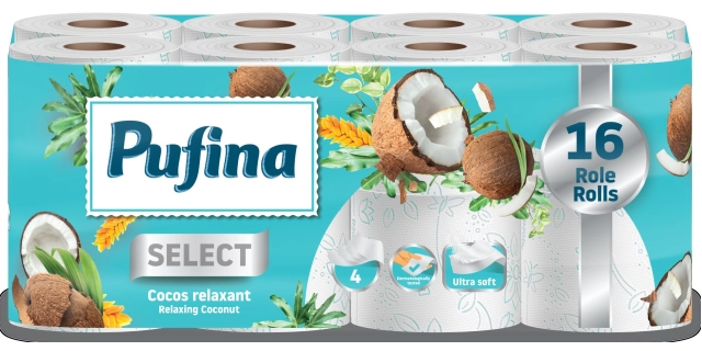TP Pufina Select Relaxing Coconut, 4vr., 16x150út., 18,2m                                                                                                                                                                                                 